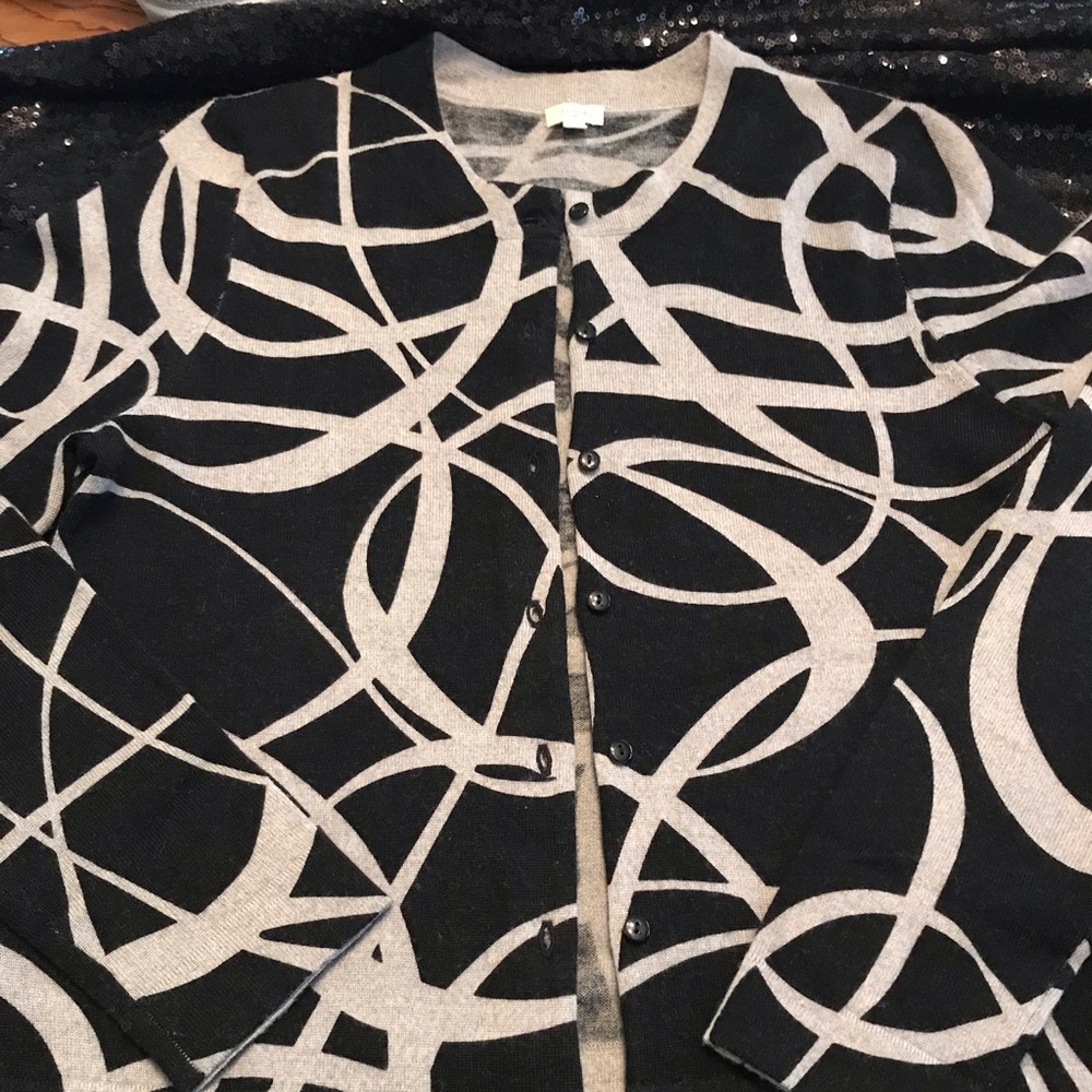 J. Crew medium black & gray cardigan marino wool